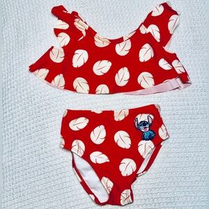 Disney Stitch Red and White 2 Piece Swimsuit